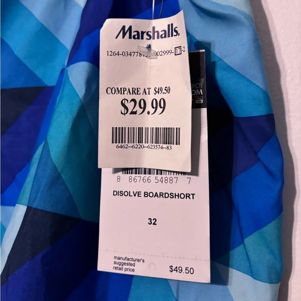 NWT Men's Blue Geometric Swim Trunks - Hurley NWT - Picture 3 of 7